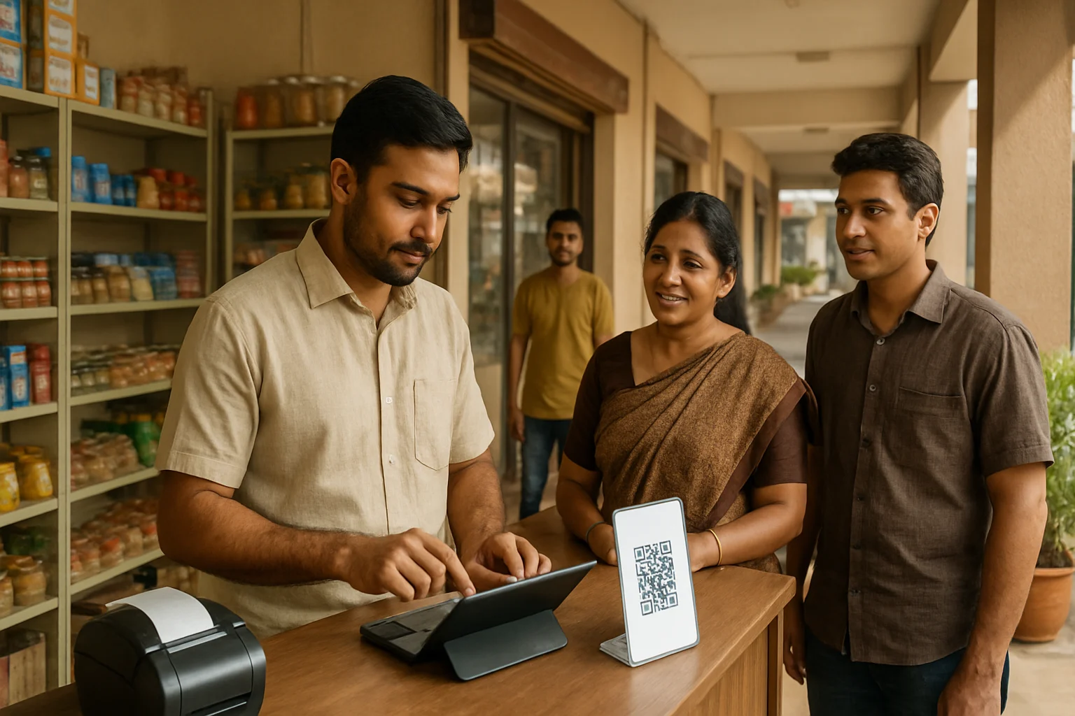 GST billing and UPI payment readiness for Tarapur shops at Balram Complex