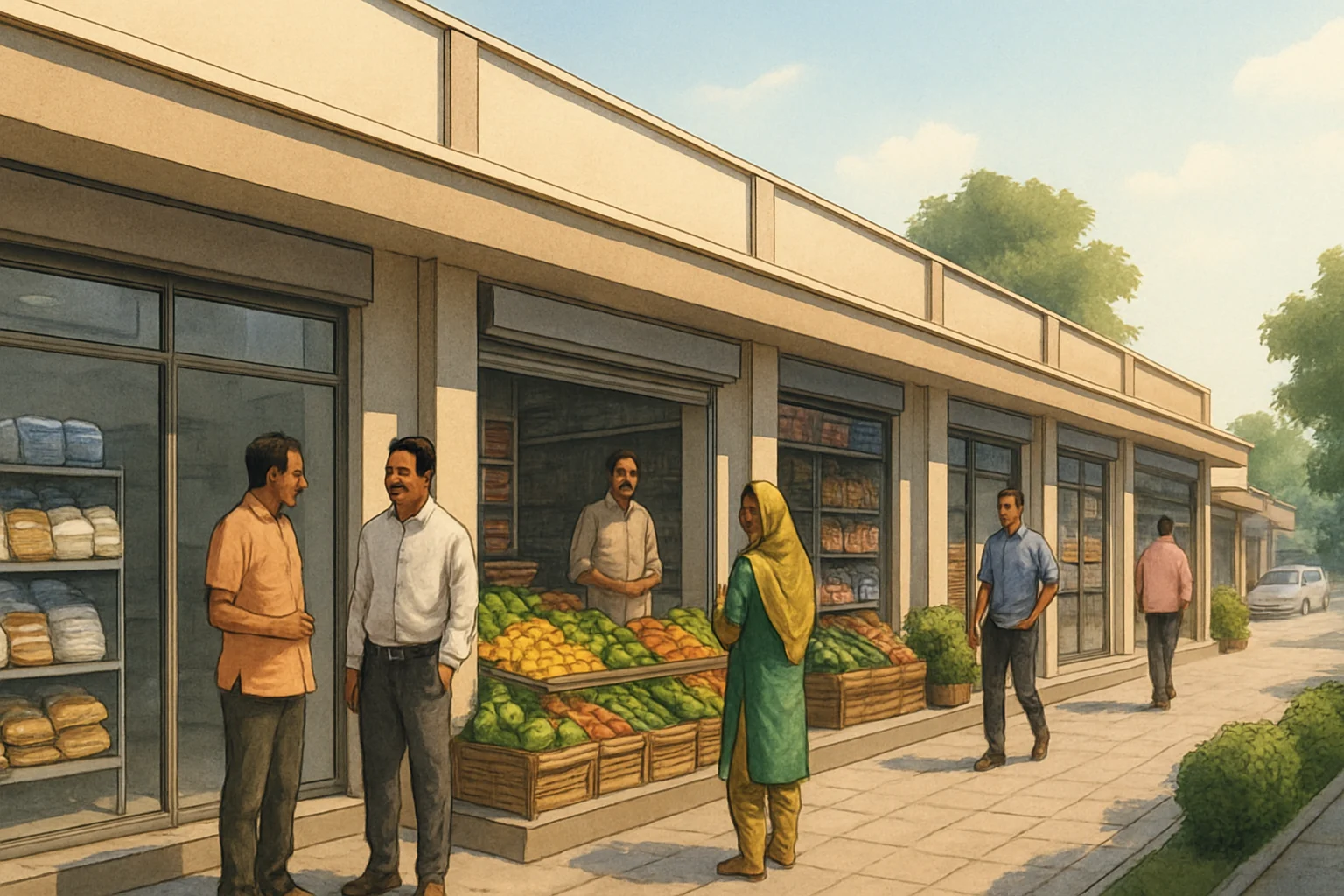 Food processing and daily-use retail planning for Tarapur shops at Balram Complex