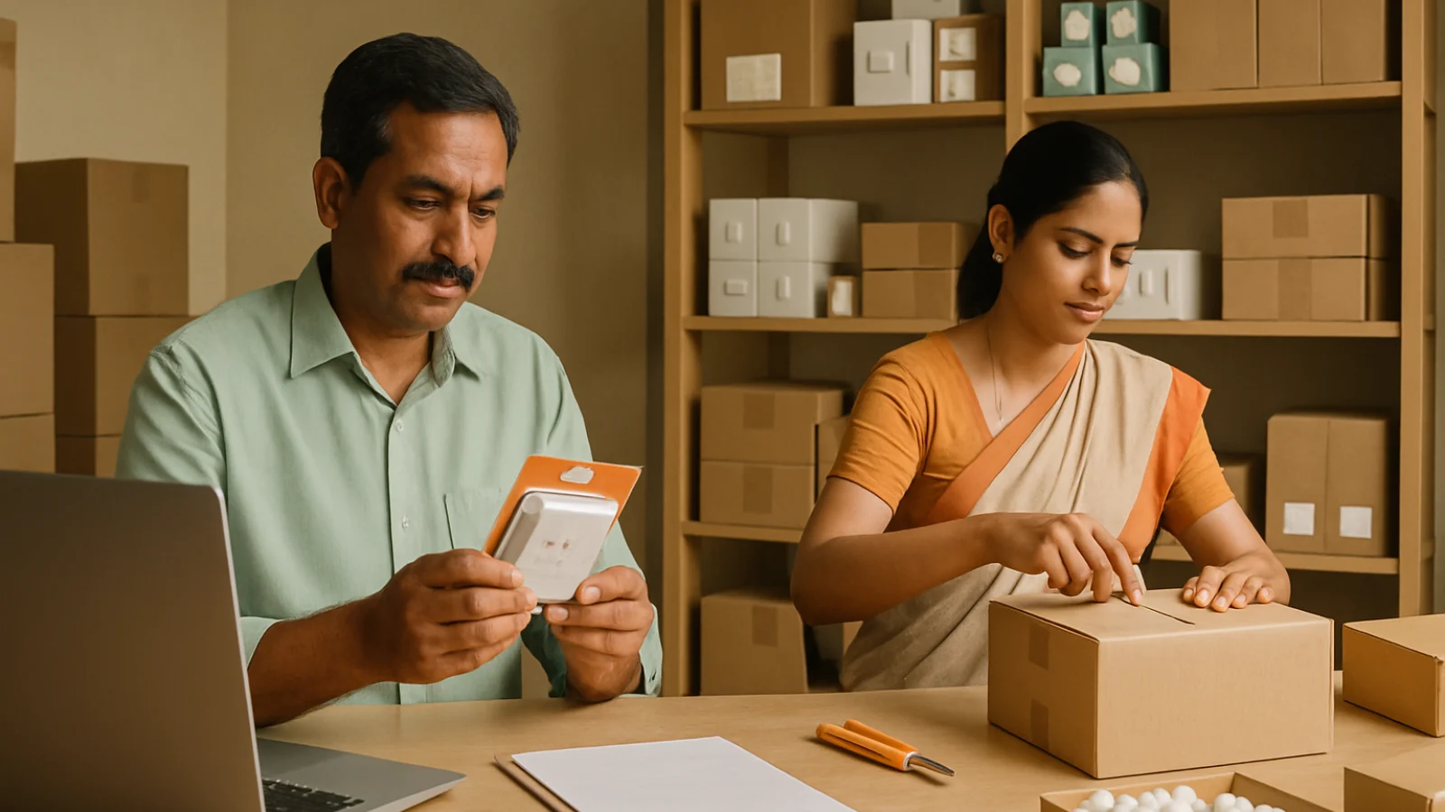 Tarapur retail entrepreneurs organize a product catalogue and packing workflow for GeM seller readiness