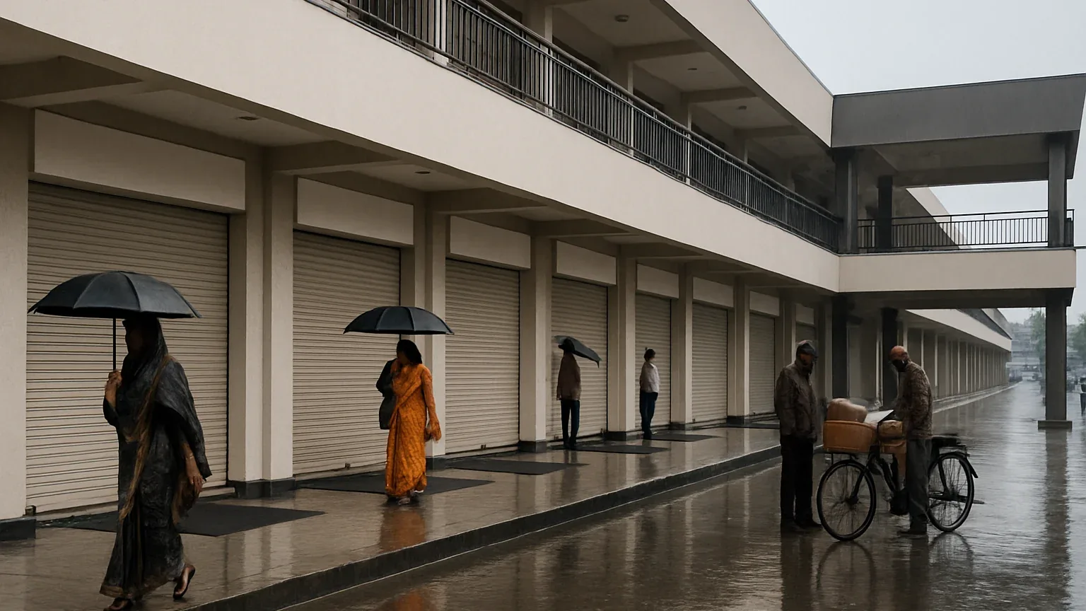 Rain-day shop access and footfall planning at Balram Complex in Tarapur